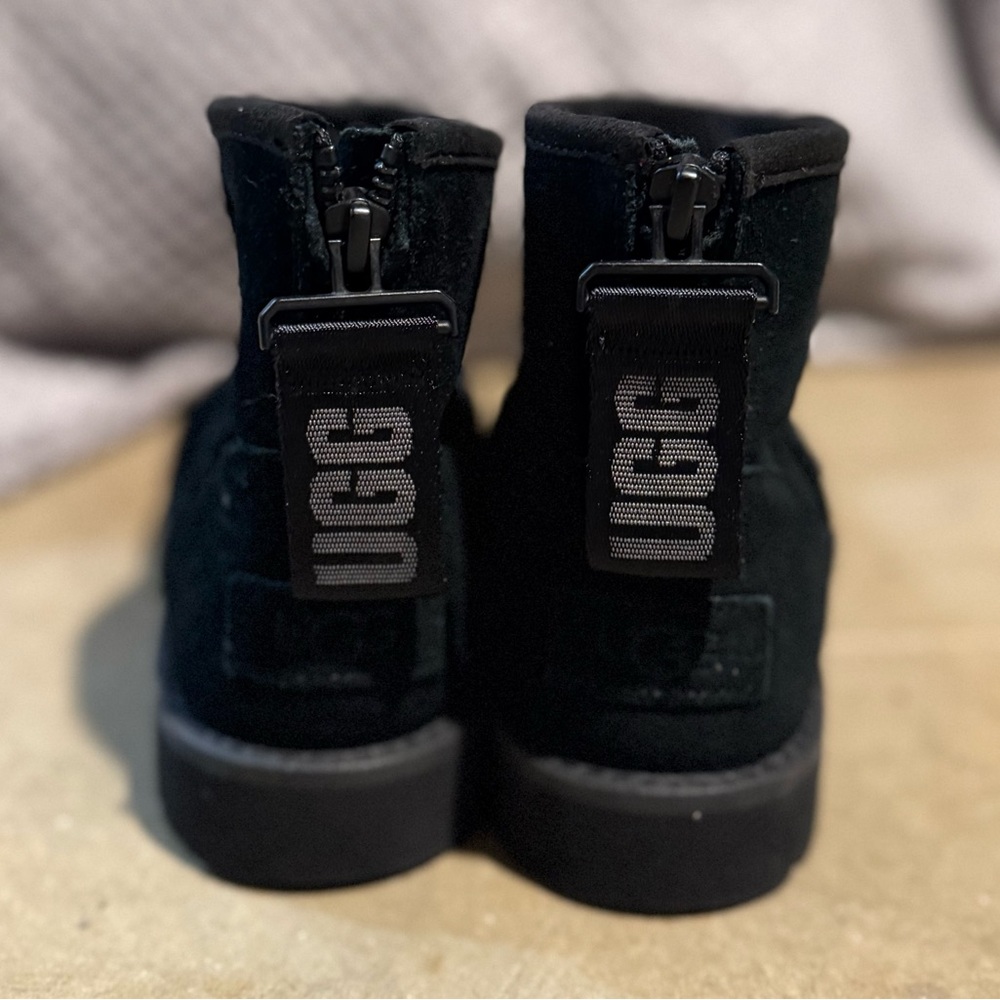 UGG Black Ankle Boots with Logo Strap